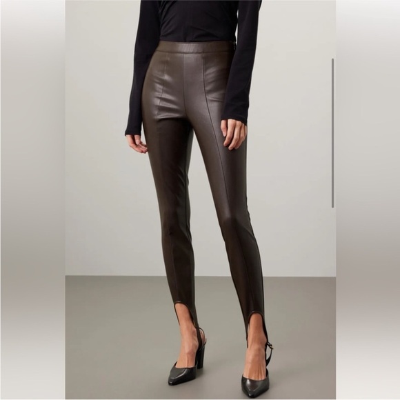 AFRM Sydney dark brown pleather stirrup leggings pants size XS - Picture 2 of 7